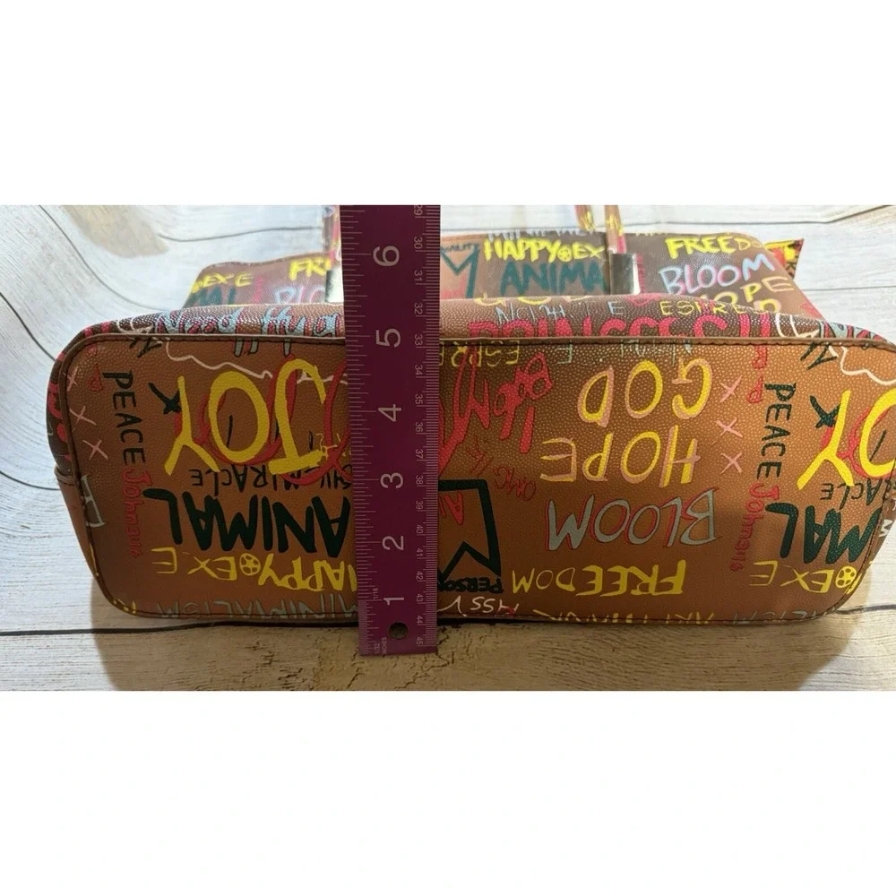 ALBA Graffiti Shoulder Bag Tote Inspirational God Hope Joy Peace Happy Art Hug E